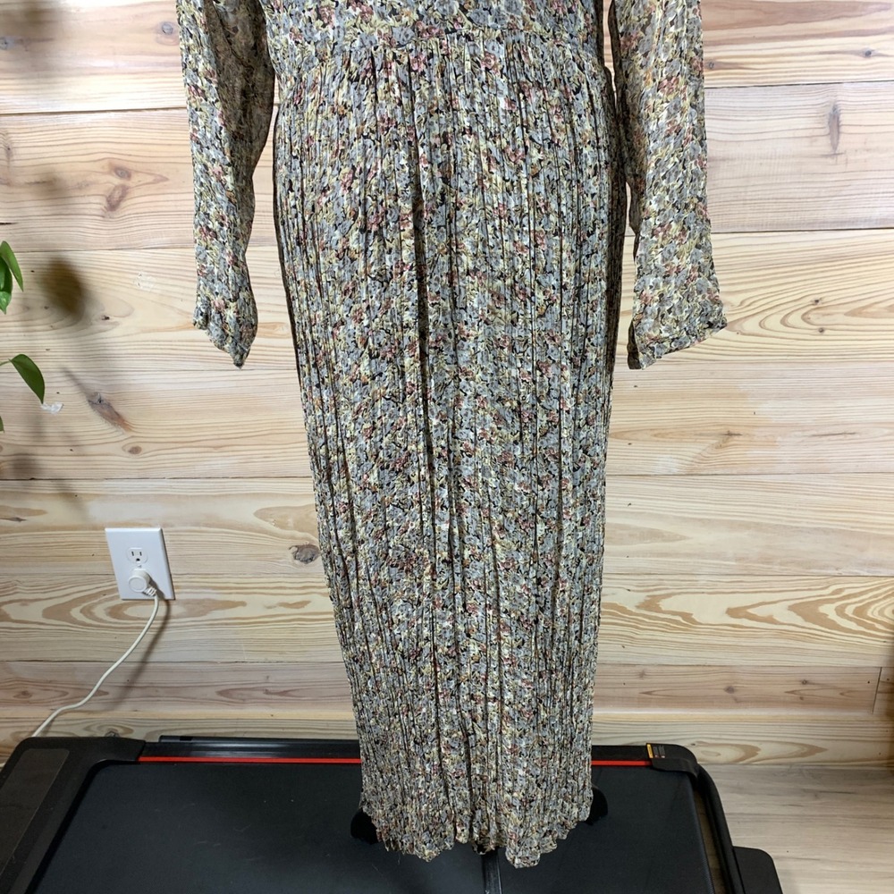 Vtg 90s Starina Maxi Dress Women L Dark Floral Pleated Layered Boho Fairy Grunge - Picture 6 of 14